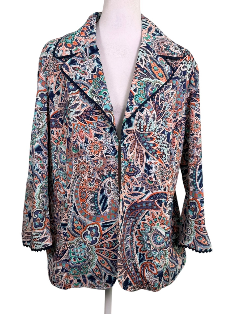 Bedford Fair Medium Paisley Blazer Jacket Stretch Cotton Boho - Picture 2 of 11